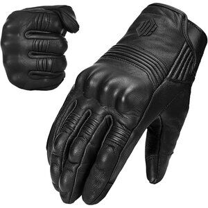 🆕Men's Black Touchscreen Goatskin Motorbike Power Sports Racing Leather Gloves